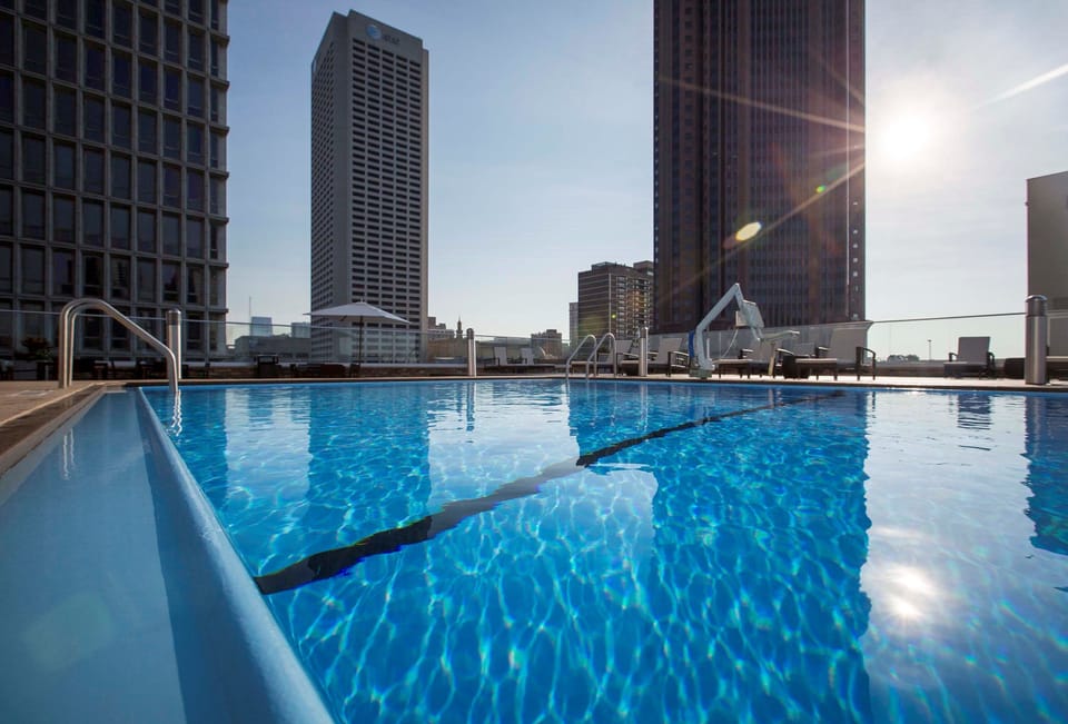Get some sun in the outdoor pool.