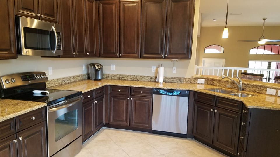 Granite counters and stainless steel appliances 
