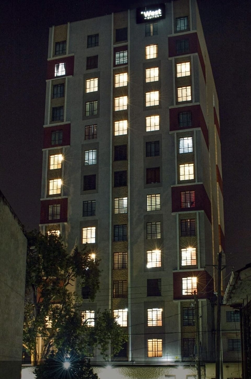 Outside night view of the apartment