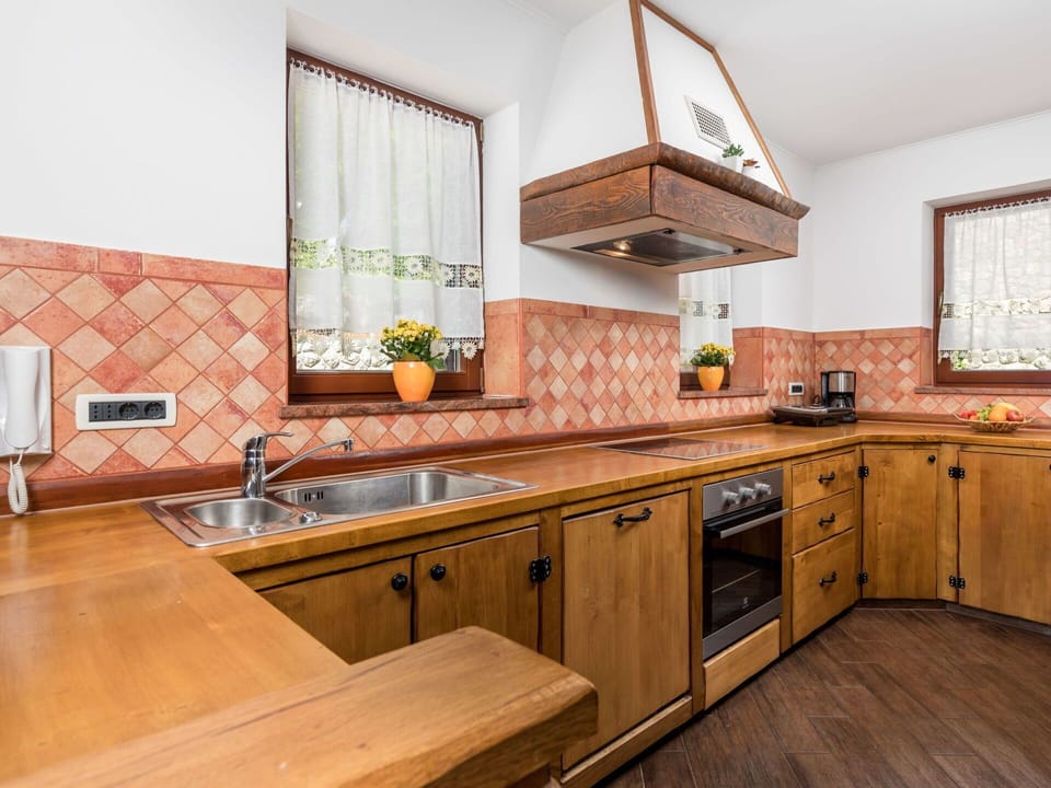 Brown, Cabinetry, Tap, Kitchen Sink, Countertop, Sink, Plumbing Fixture, Plant, Wood, Kitchen
