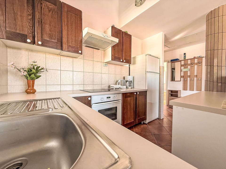 Kitchen, Flooring, Major Appliance, Wood, Countertop, Kitchen Appliance, Floor, Interior Design, Ceiling, Cabinetry