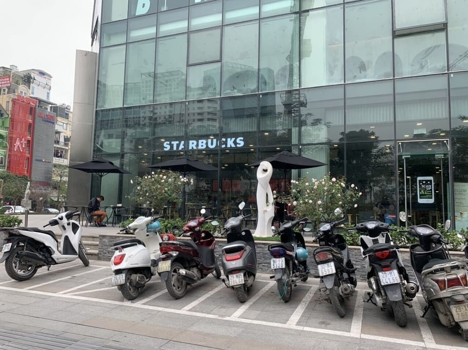Starbucks outside the building