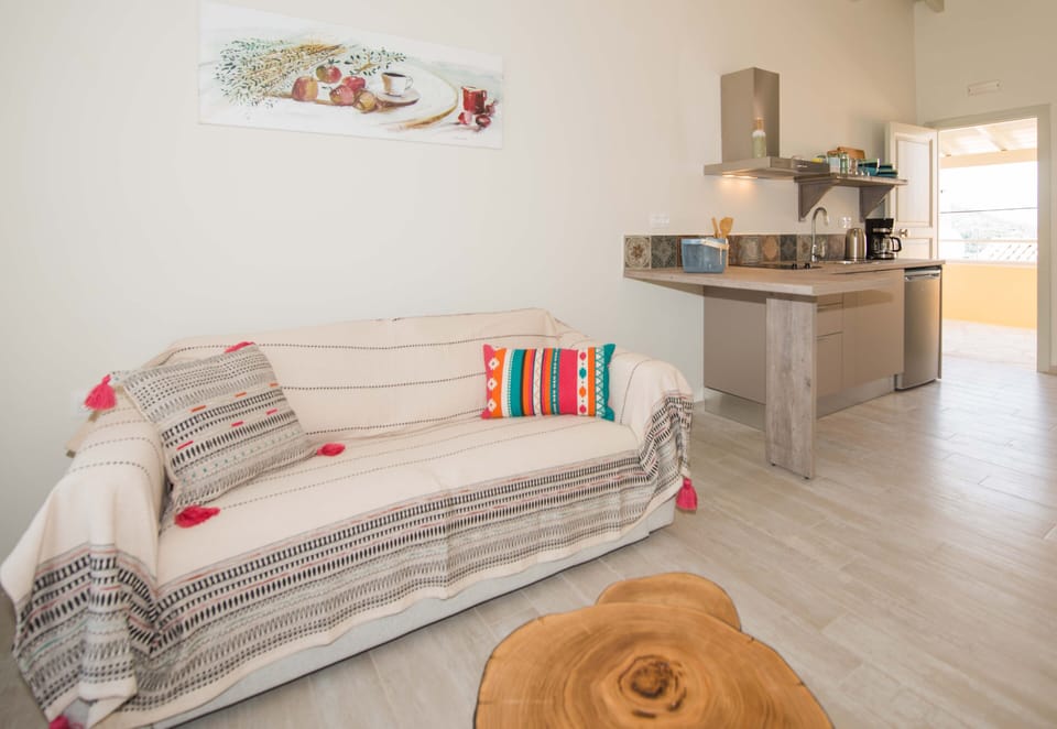 Living room decorated with local arts and crafts