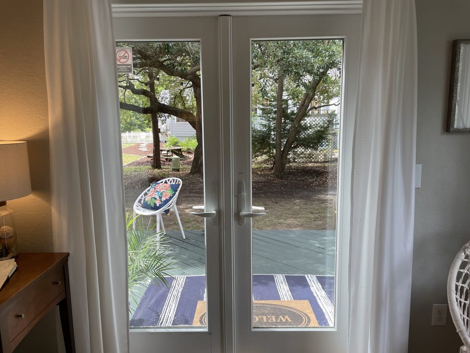 A view of our entrance to the back patio, exclusive for guests.