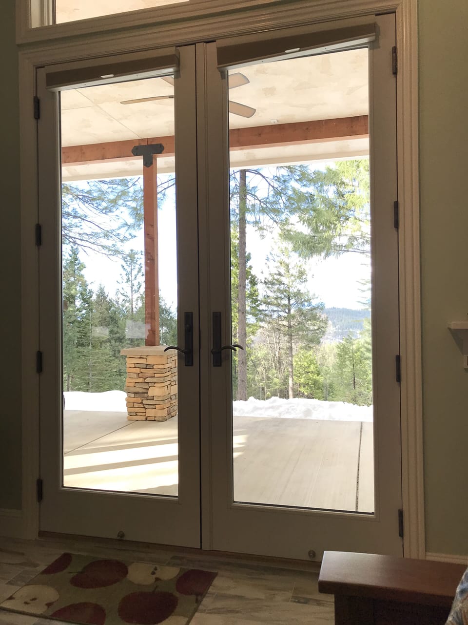 View out Great Room French Doors