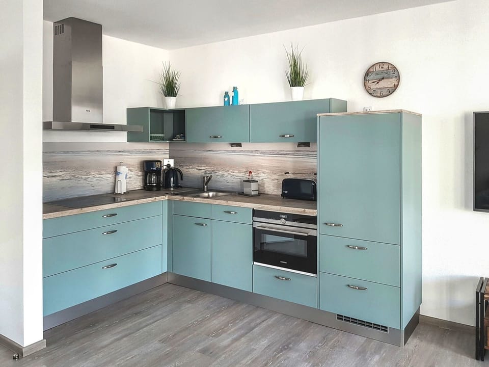 Furniture, Cabinetry, Room, Countertop, Kitchen, Property, Turquoise, Cupboard, Drawer, Interior Design