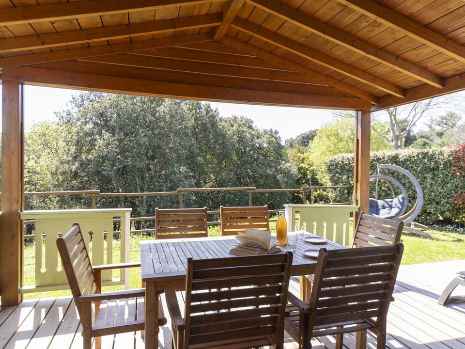 Furniture, Wood, Outdoor Furniture, Porch, Table, Chair, Flooring, Outdoor Table, Shade, Hardwood