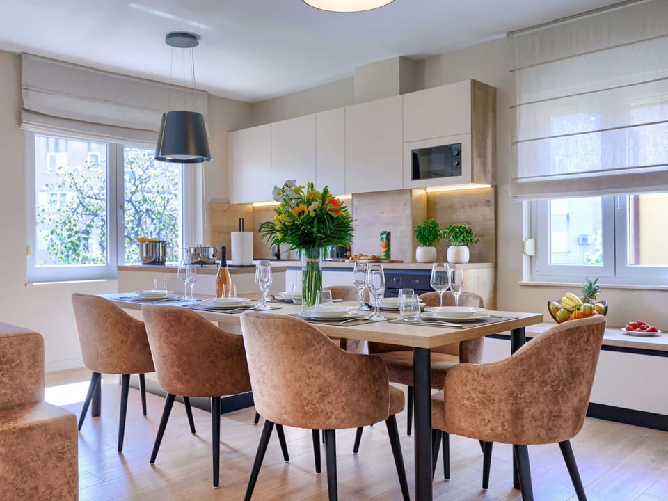 Furniture, Table, Window, Chair, Countertop, Azure, Cabinetry, Kitchen, Wood, Interior Design