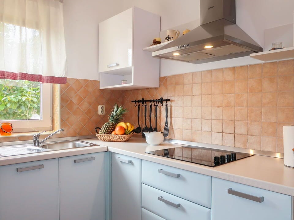 Cabinetry, Kitchen Sink, Countertop, Property, Sink, Plant, White, Kitchen, Building, Wood