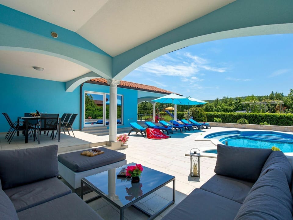Plant, Furniture, Sky, Table, Blue, Azure, Shade, Couch, Swimming Pool, Outdoor Furniture