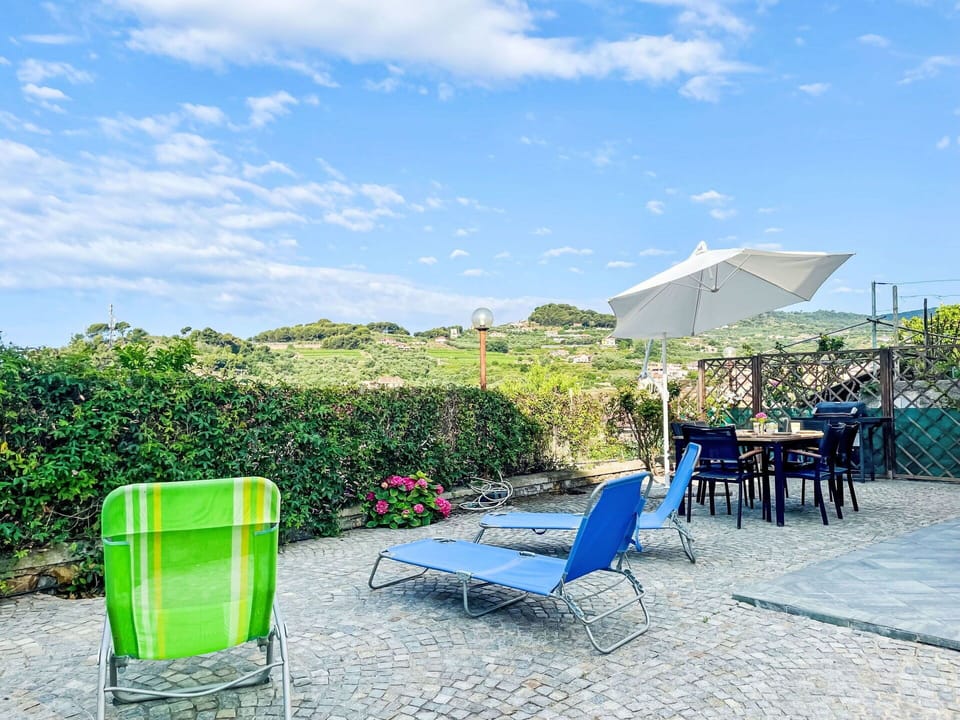 Blue, Outdoor Furniture, Furniture, Outdoor Table, Chair, Umbrella, Garden, Shade, Landscaping, Eco Hotel