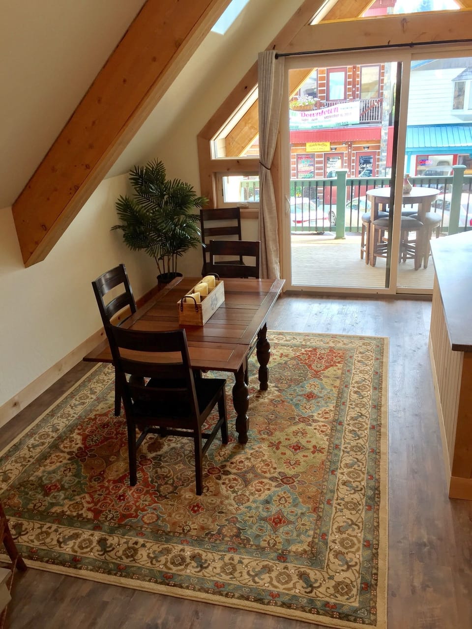 Dining area in kitchen comfortably seats four