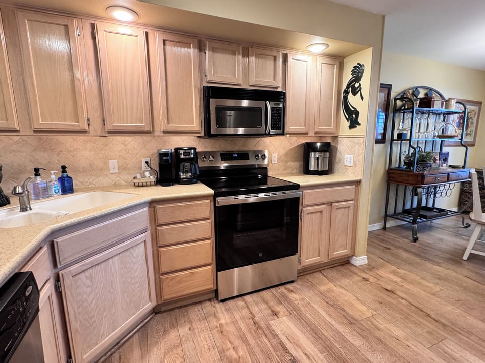 New GE range.  Many extra amenities in the kitchen.
