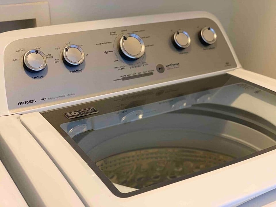 New washer, agitator free with oversized tub for larger items such as beach towels. 