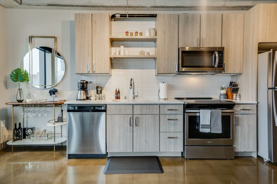 A fully equipped kitchen makes this a home away from home.