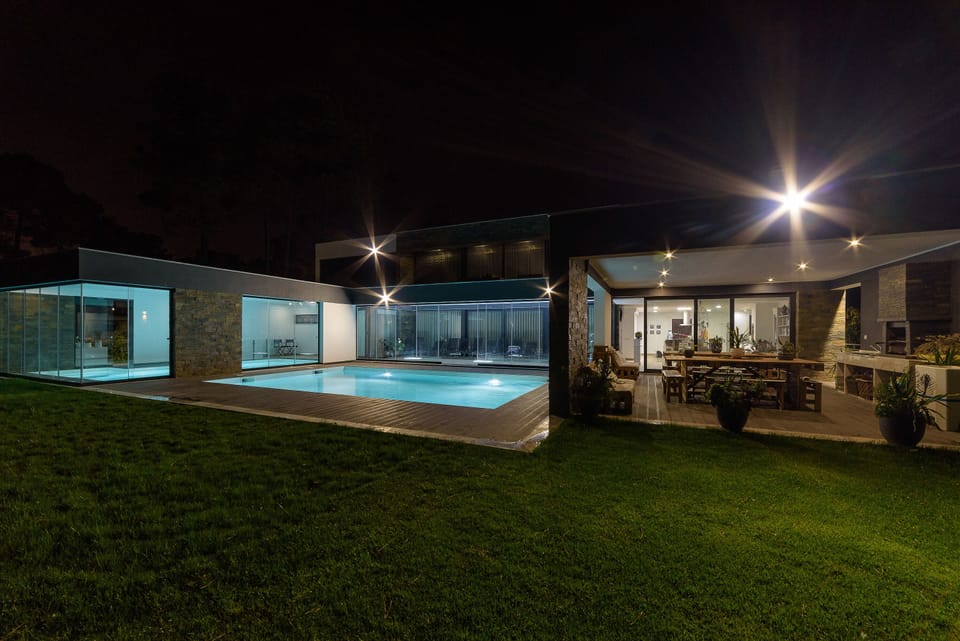 Indoor and outdoor pools (night)