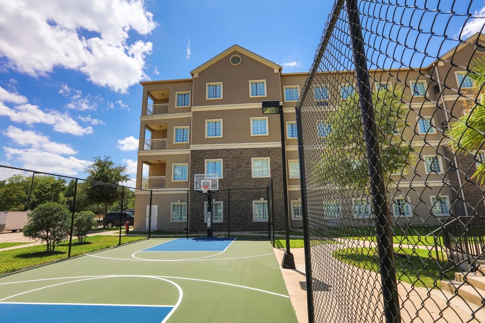 Shoot some hoops at the basketball court