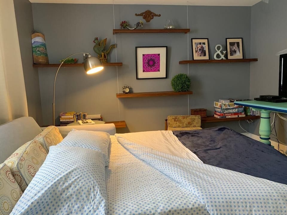 Ready for the night, with black out blinds and curtains. Remember that sofa beds aren't the most comfortable beds, even though this is a queen size might be suitable for kids or just one adult.