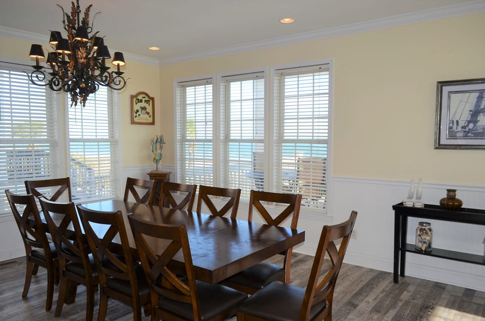 Ocean views while dining indoors.