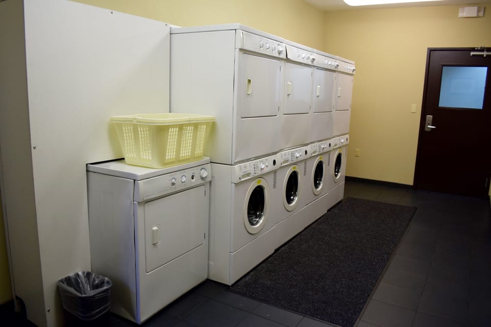 Self-serve laundry is available on-site.