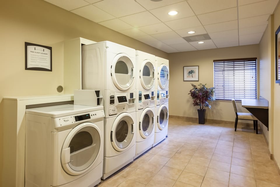Self-serve laundry is available on-site.