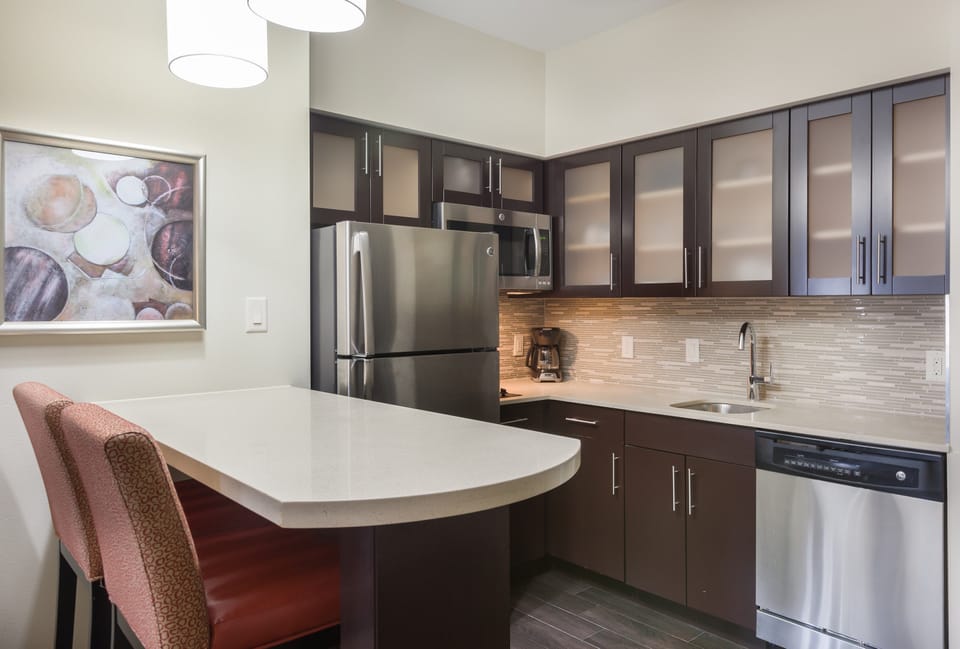 Convenient breakfast bar makes snacks and drinks a breeze.