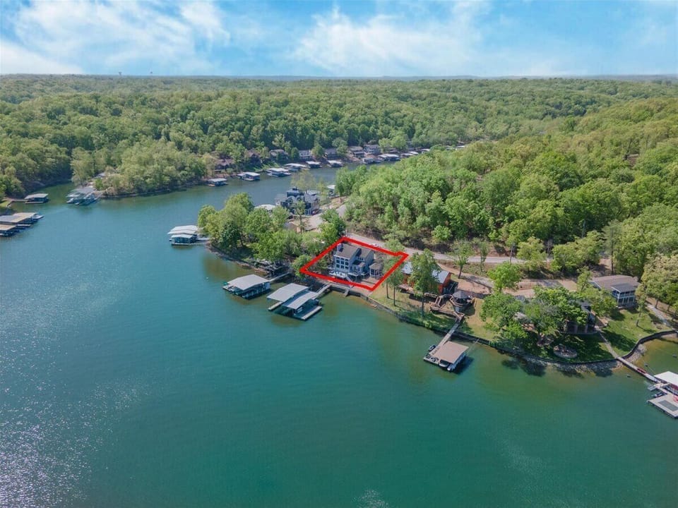 Overhead view of cove with house outlined.