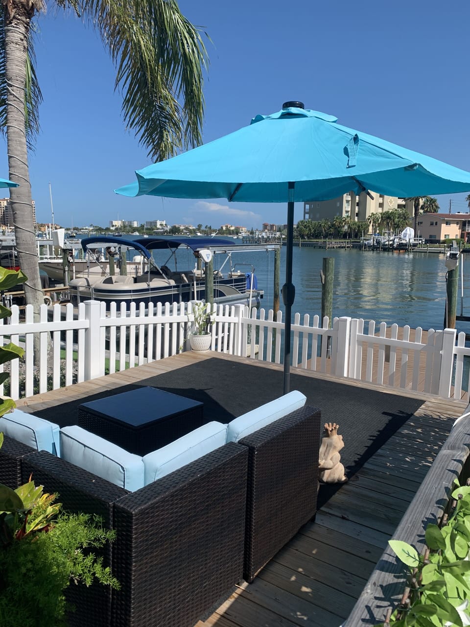 Outdoor patio with private area and seating