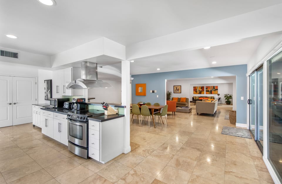 Spacious kitchen opens to other living spaces so you are connected while cooking