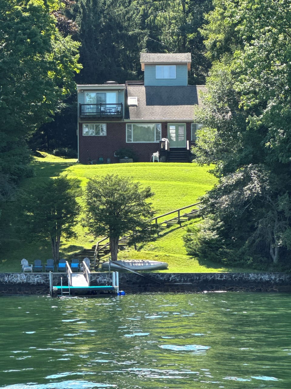Lake view of spacious lakefront property