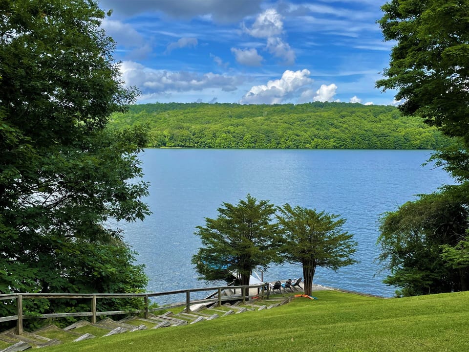 Serene wide open views of state land on the opposite shoreline.
