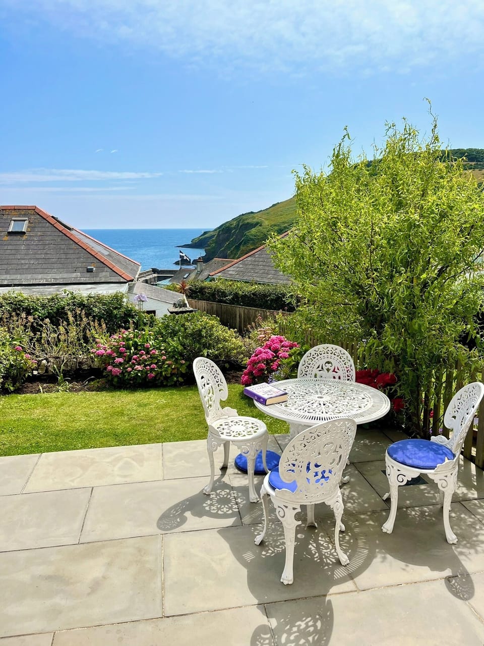 The front terrace, with wonderful sea views.