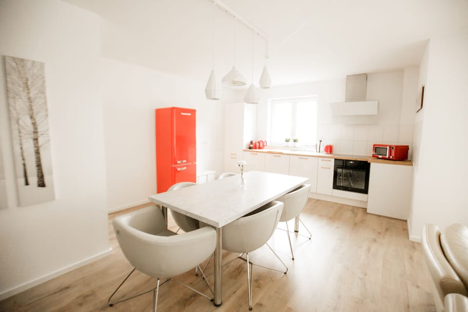 View into the kitchen from the hallway