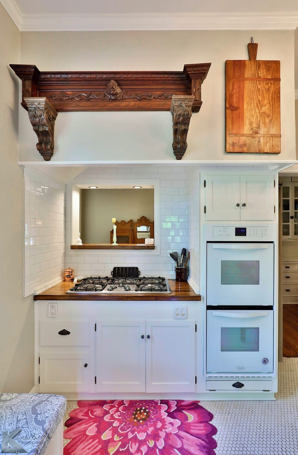 5-burner gas range, new double oven, hidden microwave