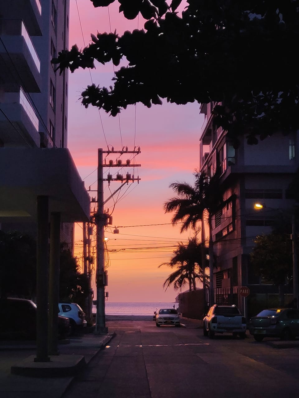View to Los Cocos beach after sunset