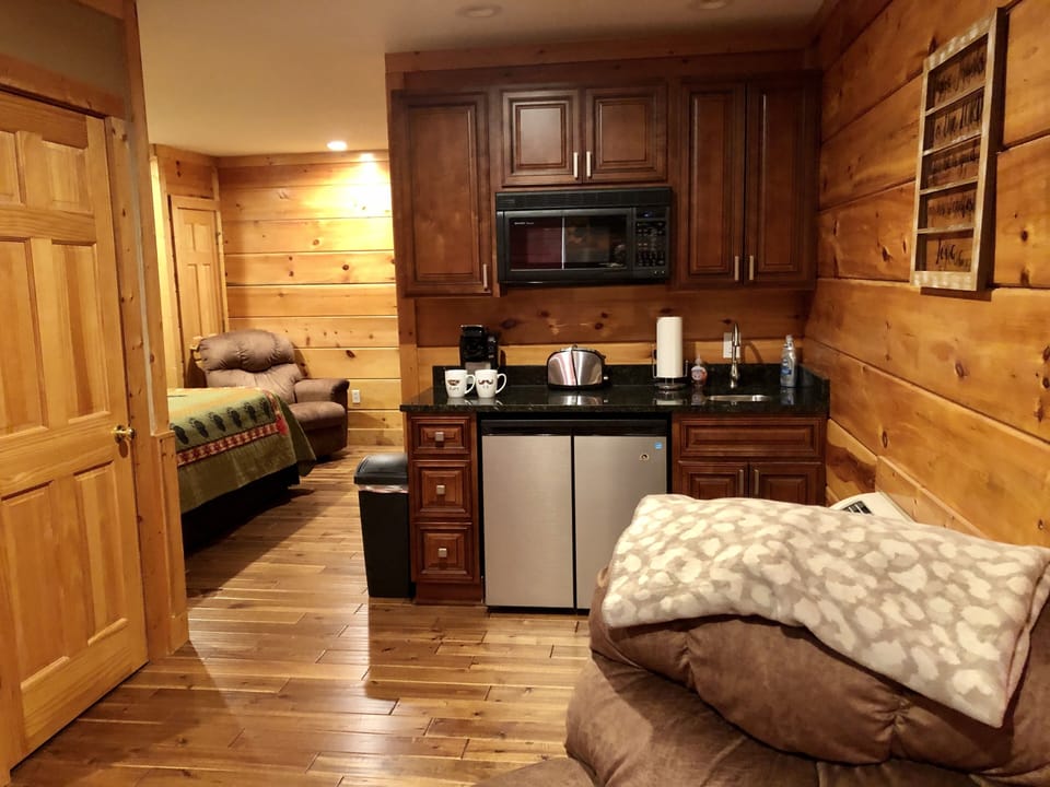 Lower level bedroom and attached kitchenette