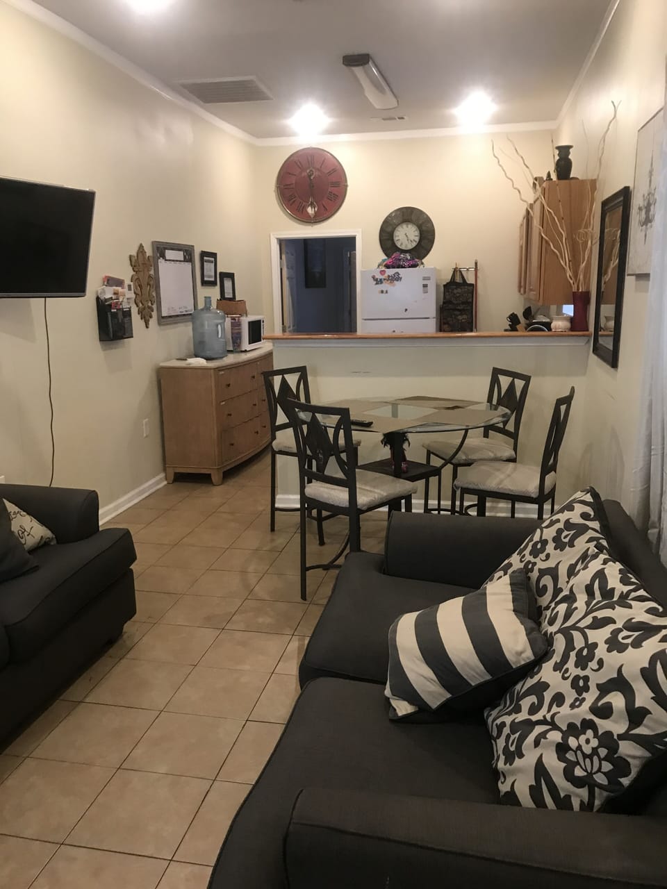 living room and open kitchen