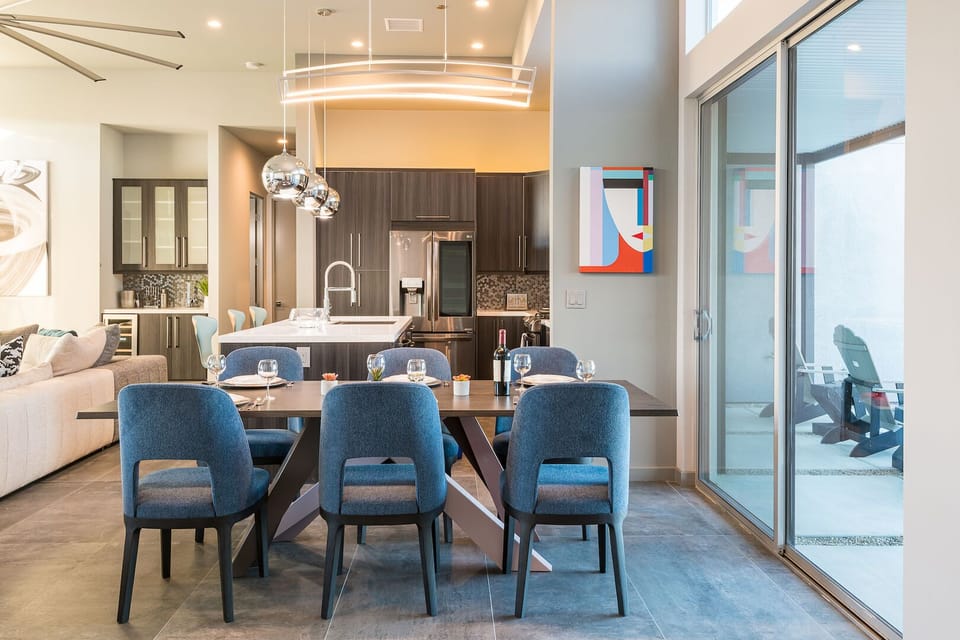 High ceiling dining area for a hearty meal with your family and friends