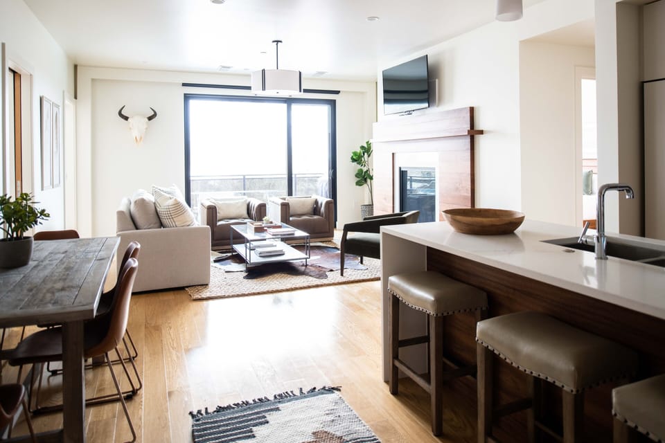 Kitchen looking into Living area