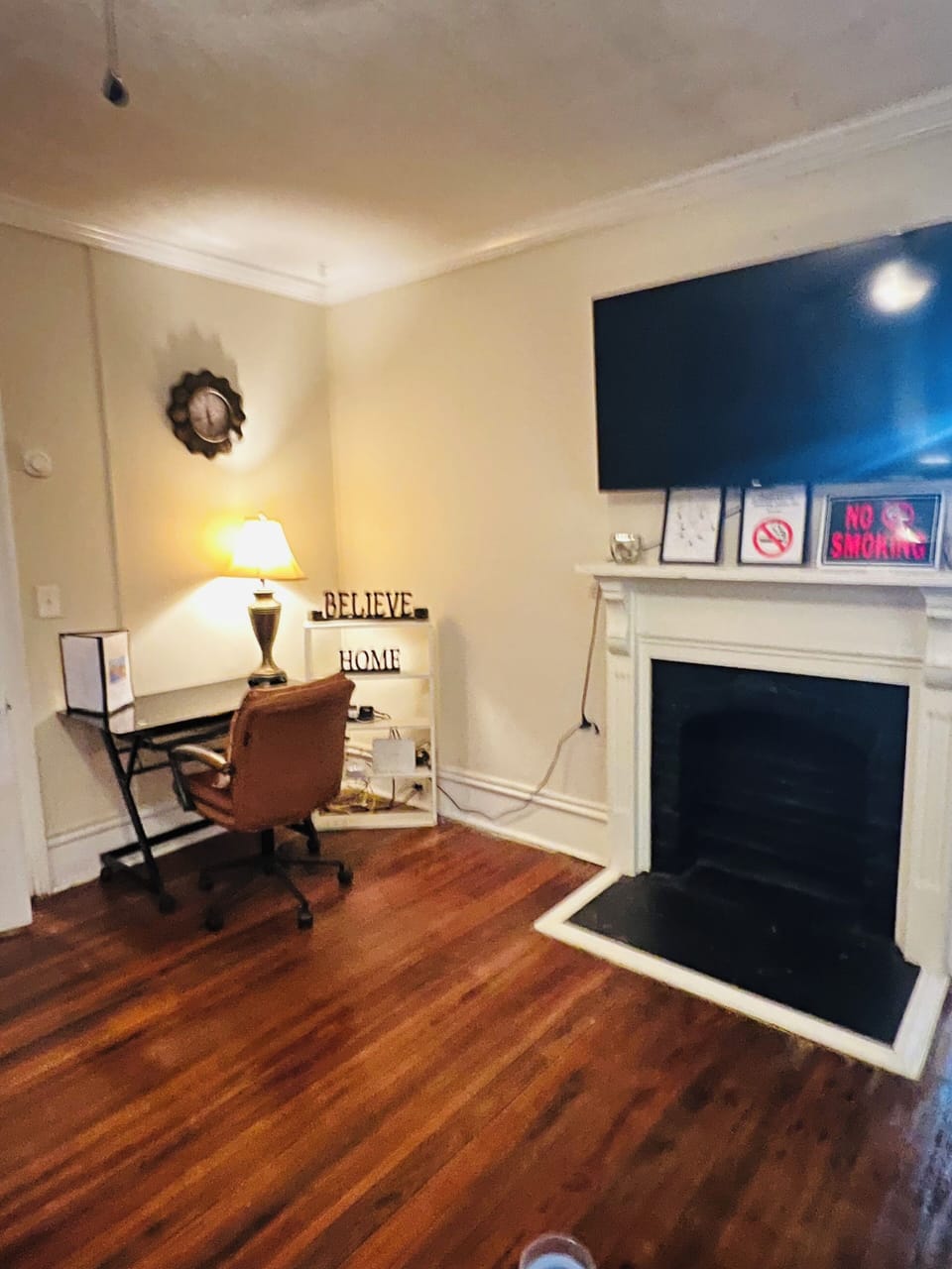 Workspace with desk and office chair