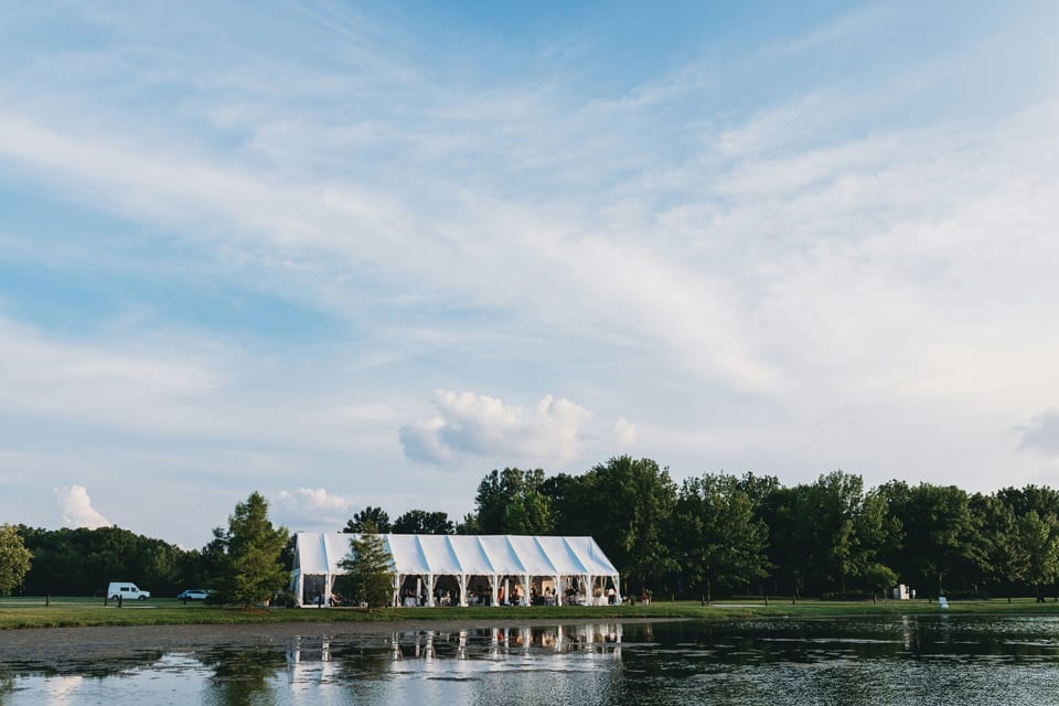 Elegant outdoor event venue by the water
