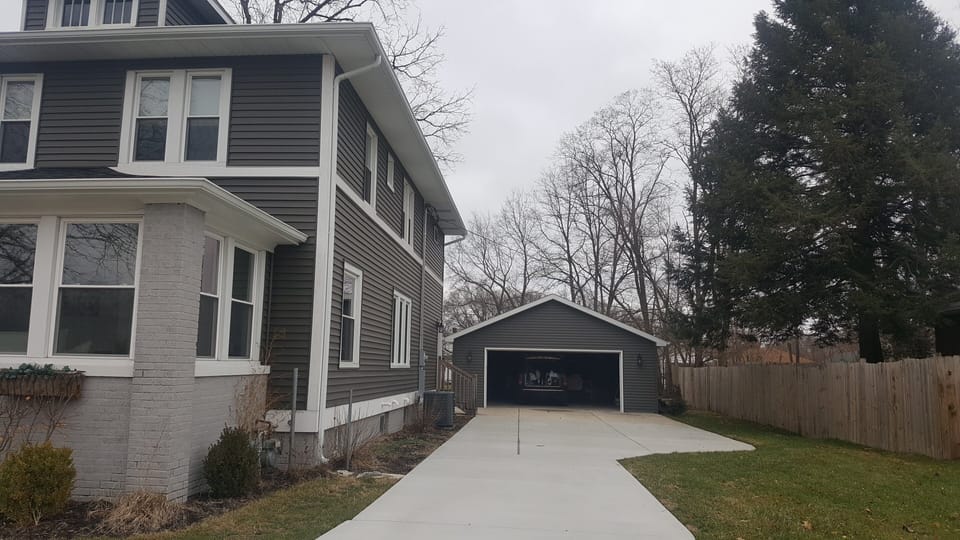Newly poured cement driveway