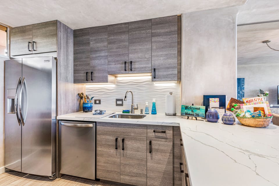 Fully equipped kitchen with brand new appliances and cabinets.