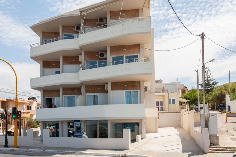 Front view of apartments building facing the sea
