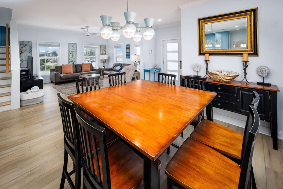 Dining table with seating for eight