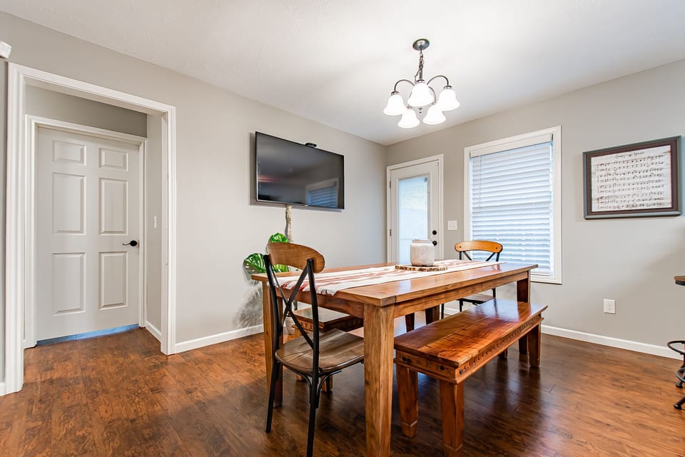 Don't miss the game while in the kitchen...keep up with the score on this 55" TV