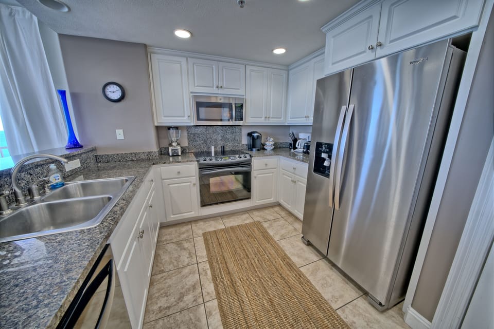 Kitchen is fully stocked.  Blender,  Crock pot, microwave, Keurig and drip coffe