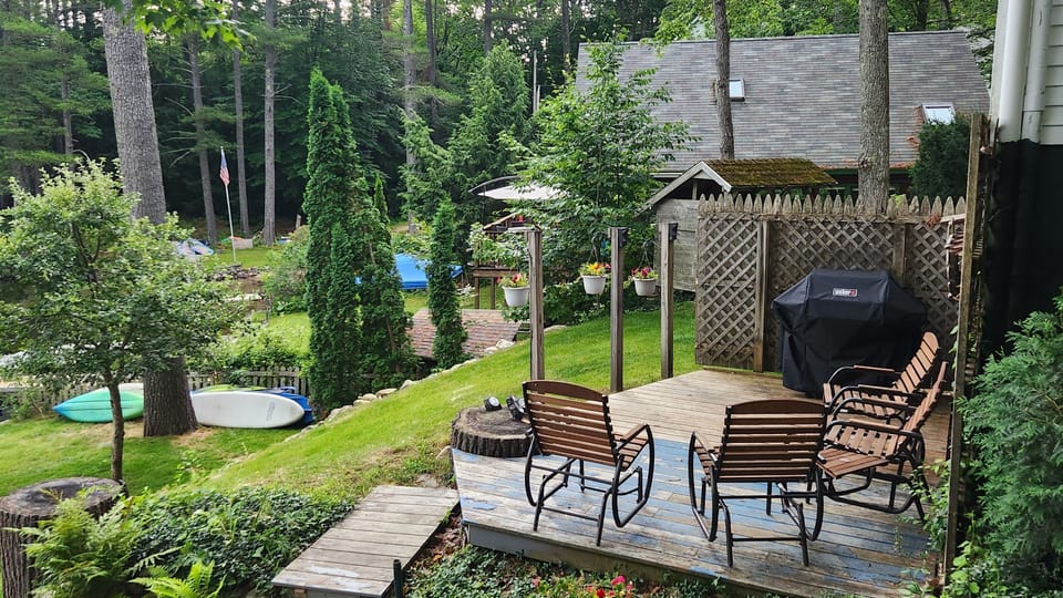 the deck next to the owner's garage