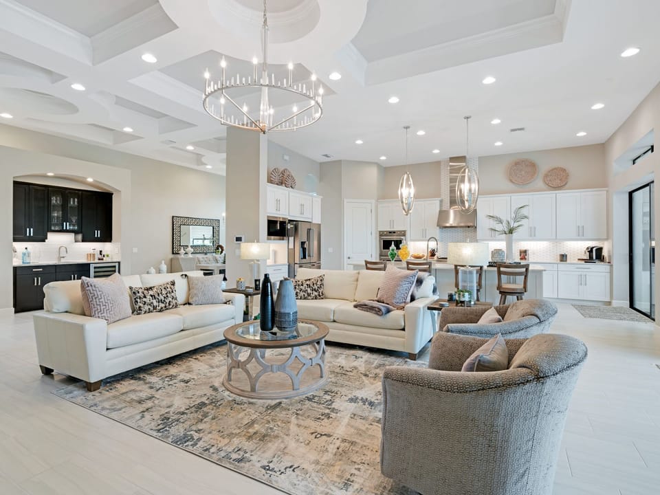 Great Entertaining Space with Great Room, Kitchen, Dining & Bar.