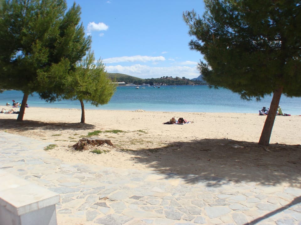Beach in front.